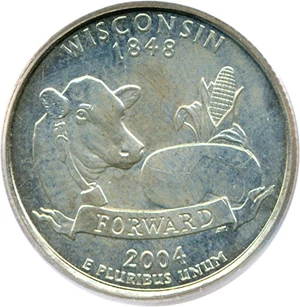 image for: 2004-D 25c Wisconsin - Extra Leaf High PCGS MS64