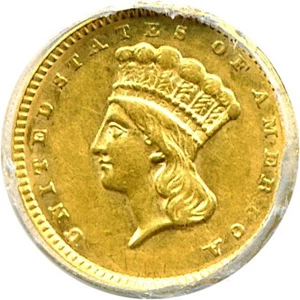 image for: 1856 G$1 Slanted 5 ANACS AU50