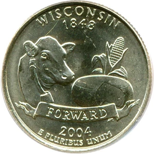 image for: 2004-D 25c Wisconsin - Extra Leaf Low PCGS MS64