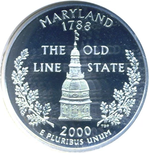 image for: 2000-S 25c Maryland-Silver NGC Proof 70 UCameo