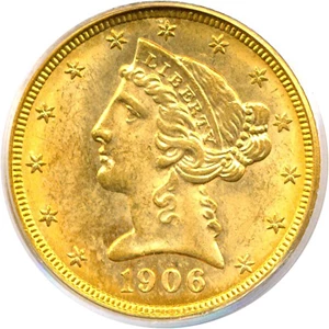 image for: 1906 $5 PCGS MS62