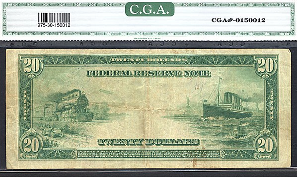 image for: Fr.975 1914 $20 Blue Seal CGA VF30  [C27682225A]