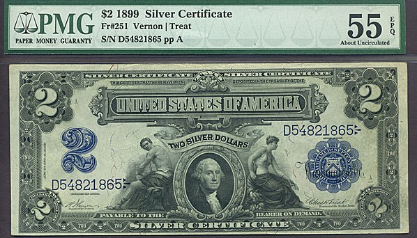 image for: Fr.251 1899 $2 Mechanics & Agriculture PMG AU55 EPQ  [D54821865]