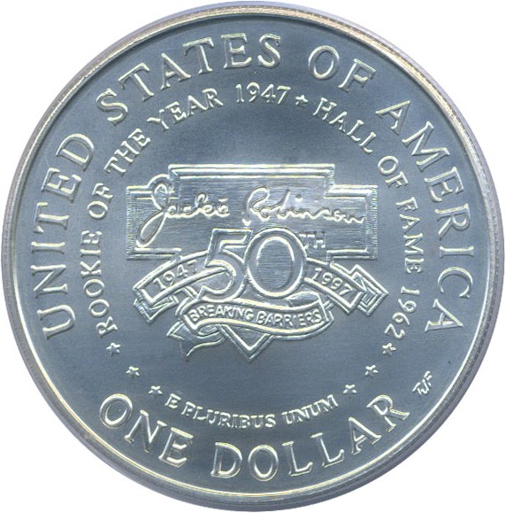 image for: 1997-S $1 Jackie Robinson PCGS MS68 