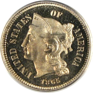 image for: 1865 3cN PCGS Proof 66 Cameo