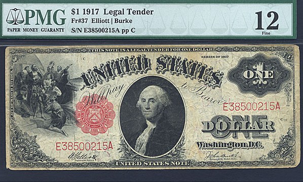 image for: Fr.37 1917 $1 Sawhorse PMG F12  [E38500215A]