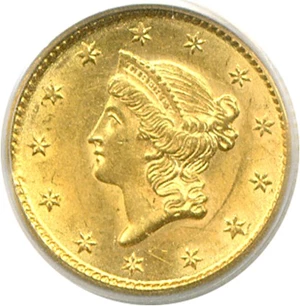 image for: 1853 G$1 PCGS MS63