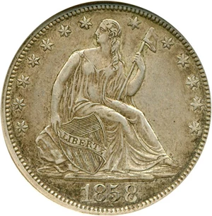 image for: 1858 50c NGC AU55