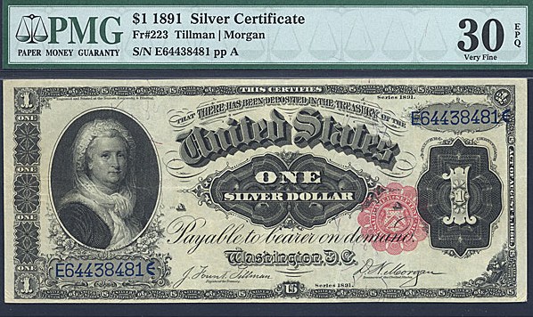 image for: Fr.223 1891 $1 Martha PMG VF30 EPQ [E64438481]