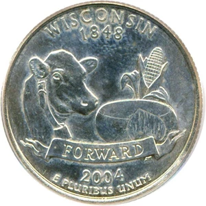 image for: 2004-D 25c Wisconsin - Extra Leaf High PCGS MS65