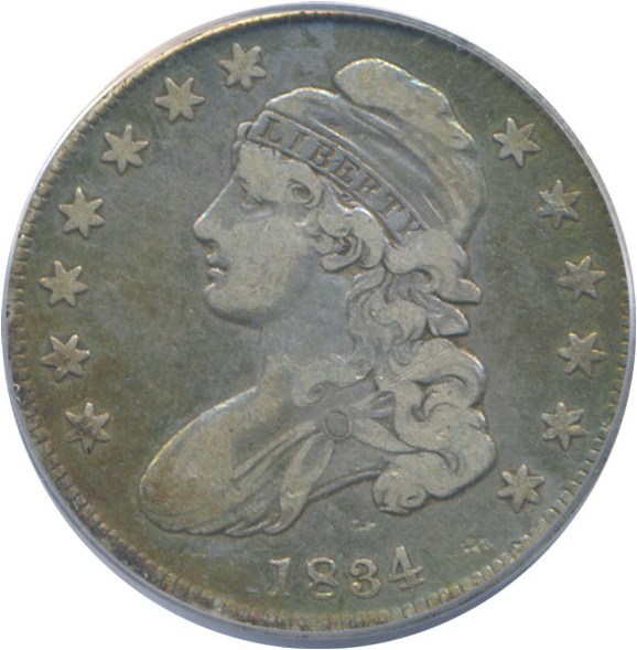 image for: 1834 50c Small Date Sm Let PCGS VF25