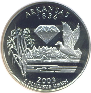 image for: 2003-S 25c Arkansas NGC Proof 70 UCameo