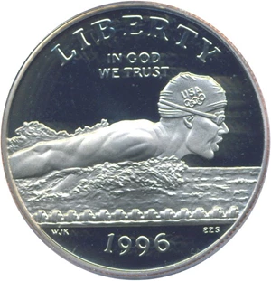 image for: 1996-S 50c Olympic Swimming PCGS Proof 68 DCameo
