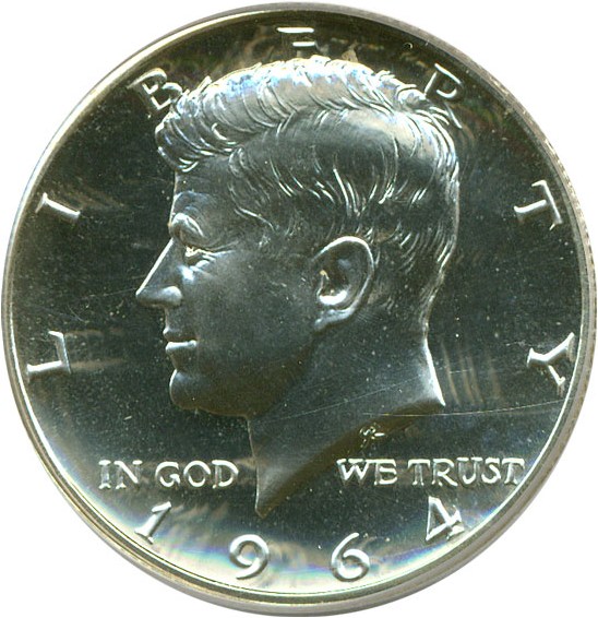 image for: 1964 50c Accent Hair PCGS Proof 67 
