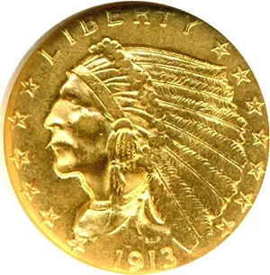 image for: 1913 $2 1/2 NGC AU58