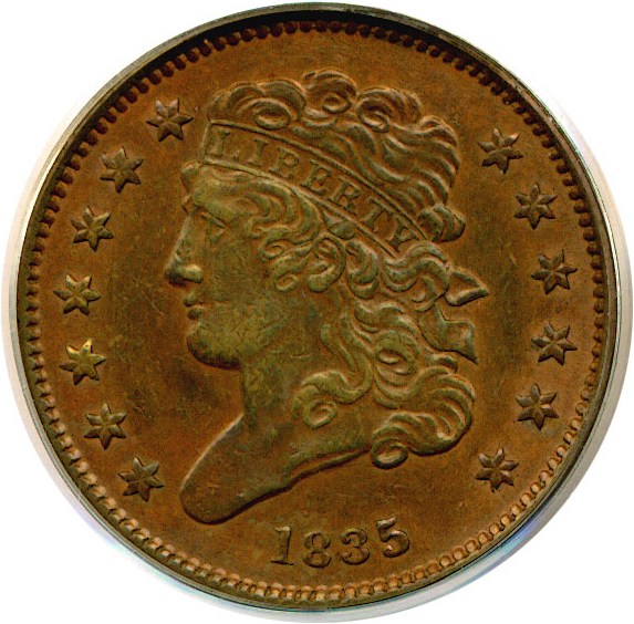 image for: 1835 1/2c  PCGS AU50