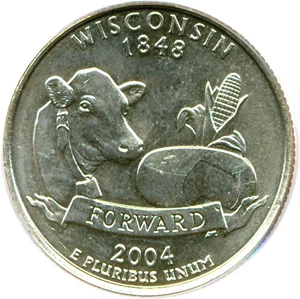 image for: 2004-D 25c Wisconsin - Extra Leaf High PCGS MS64