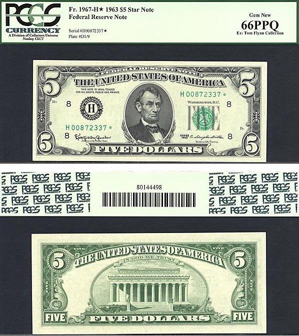 image for: Fr.1967H 1963 $5 PCGS Gem CU66 PPQ [H00872337] *Star* 