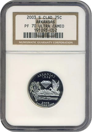 image for: 2003-S 25c Arkansas NGC Proof 70 UCameo