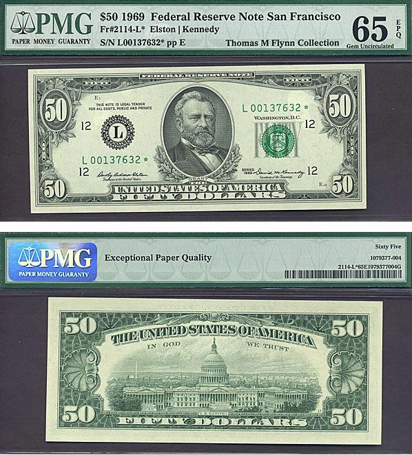 image for: Fr.2114L 1969 $50  PMG Gem CU65 EPQ [L00137632] *Star*