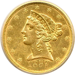 image for: 1857-S $5 ICG AU53
