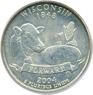 image for: 2004-D 25c Wisconsin - Extra Leaf Low PCGS MS64