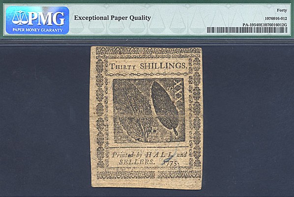 image for: Pennsylvania: Fr.PA195 1775 30s 8-Dec PMG XF40 EPQ [14560]