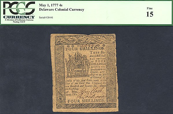 image for: Delaware: Fr.DE88 1777 4s 1-May PCGS F15  [38441]