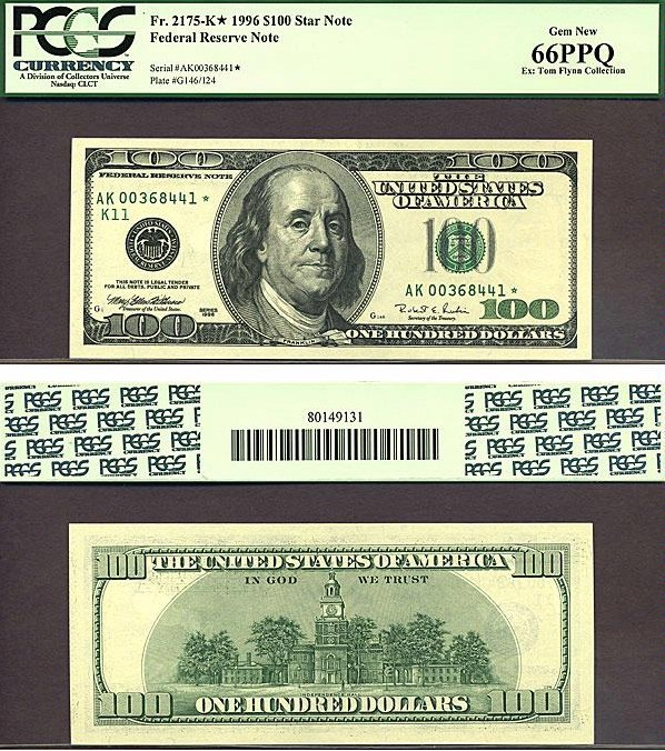 image for: Fr.2175K 1996 $100  PCGS Gem CU66 PPQ [AK00368441] *Star* 