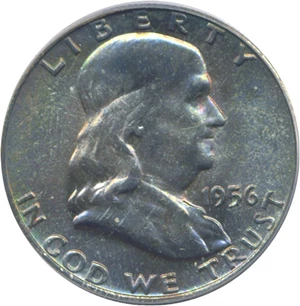 image for: 1956 50c PCGS MS65 FBL ex: Omaha Bank Hoard *Obverse Color*
