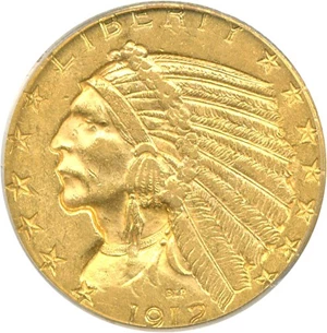 image for: 1912 $5 PCGS MS61