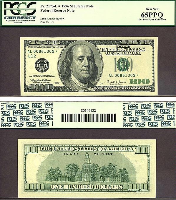 image for: Fr.2175L 1996 $100  PCGS Gem CU65 PPQ [AL00861309] *Star* 
