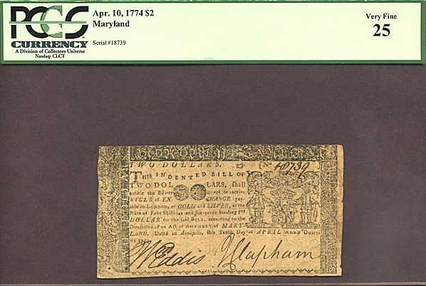 image for: Maryland: Fr.MD67 1774 $2 April 10 PCGS VF25  [18739]