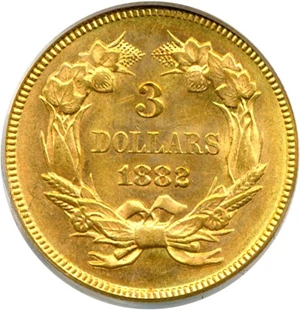 image for: 1882 $3 PCGS MS62