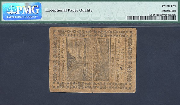 image for: Pennsylvania: Fr.PA165 1773 2s/6d 1-Oct PMG VF25 EPQ  [2355]