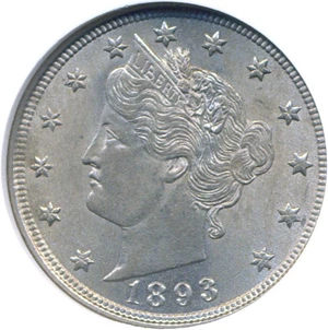 image for: 1893 5c NGC MS62