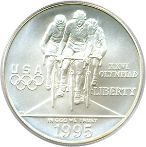 image for: 1995-D $1 Olympic Cycling PCGS MS70