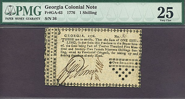 image for: Georgia: Fr.GA63 1776 1s  PMG VF25  [36]