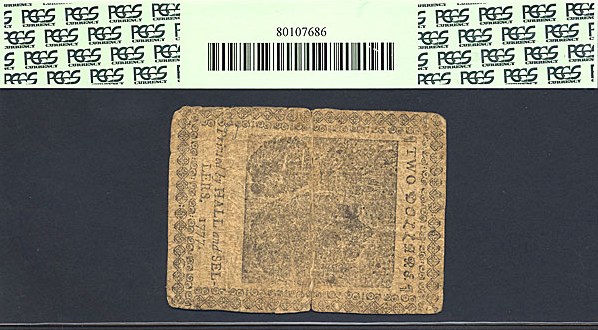 image for: Continental Congress: Fr.CC55 1777 $2 26-Feb PCGS VG8  [Unknown]