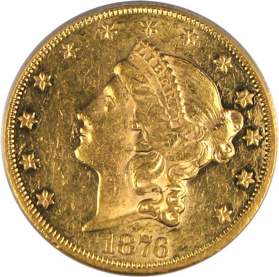 image for: 1876 $20  PCGS AU55