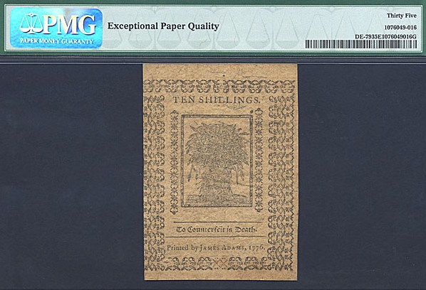 image for: Delaware: Fr.DE79 1776 10s 1-Jan PMG VF35  [73616]