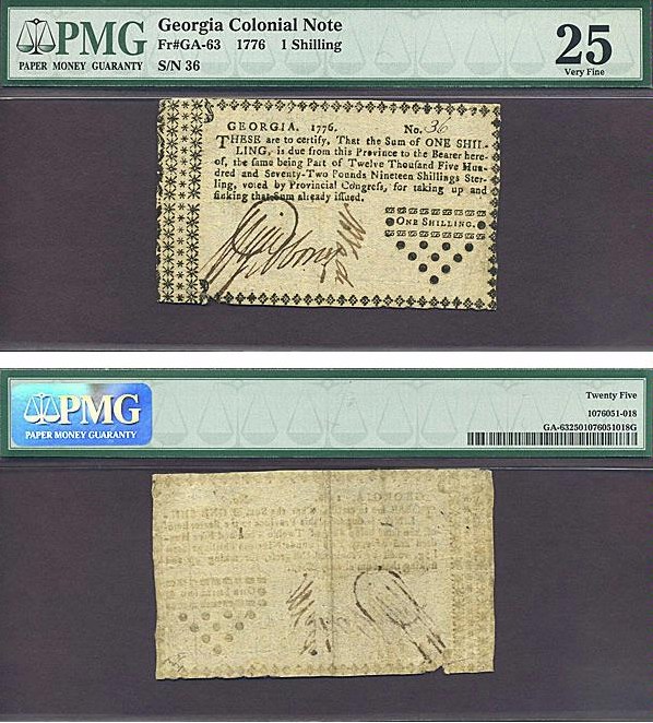 image for: Georgia: Fr.GA63 1776 1s  PMG VF25  [36]