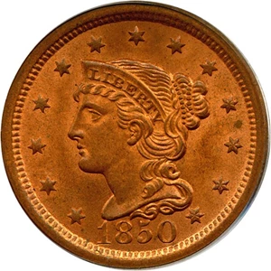 image for: 1850 1c PCGS MS65 RB