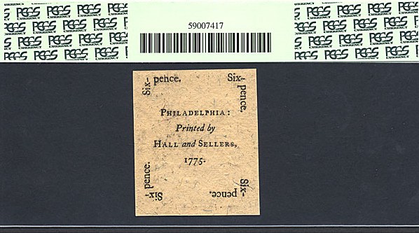 image for: Pennsylvania: Fr.PA184 1775 6d 25-Oct PCGS Choice CU64 PPQ [12240]