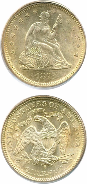 image for: 1875-S 25c PCGS MS65