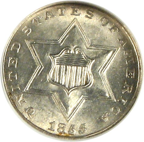 image for: 1855 3cS  NGC MS65 