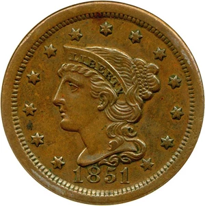 image for: 1851 1c DGS AU55 (Reverse Scratched)