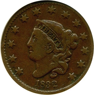 image for: 1832 1c DGS F12 Large Letters (Rim Damage)