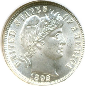 image for: 1892 10c NGC MS66