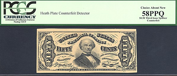 image for: Fractional Currency: Fr.1324  50-Cent PCGS 58PPQ ex: Heath Plate Counterfeit Detector